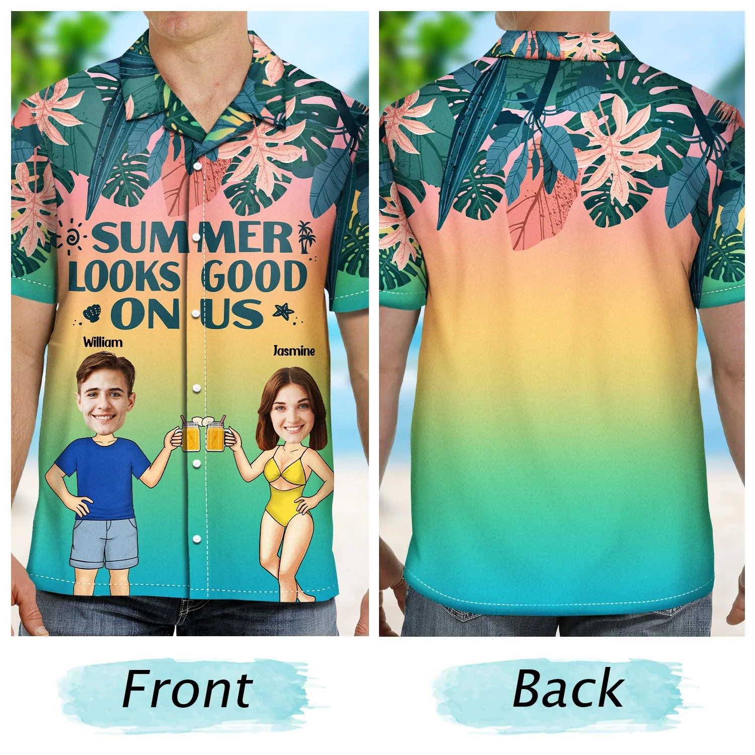 Custom Photo Looks Good On Us Beach - Gift For Couple - Personalized Custom Hawaiian Shirt - Image 3