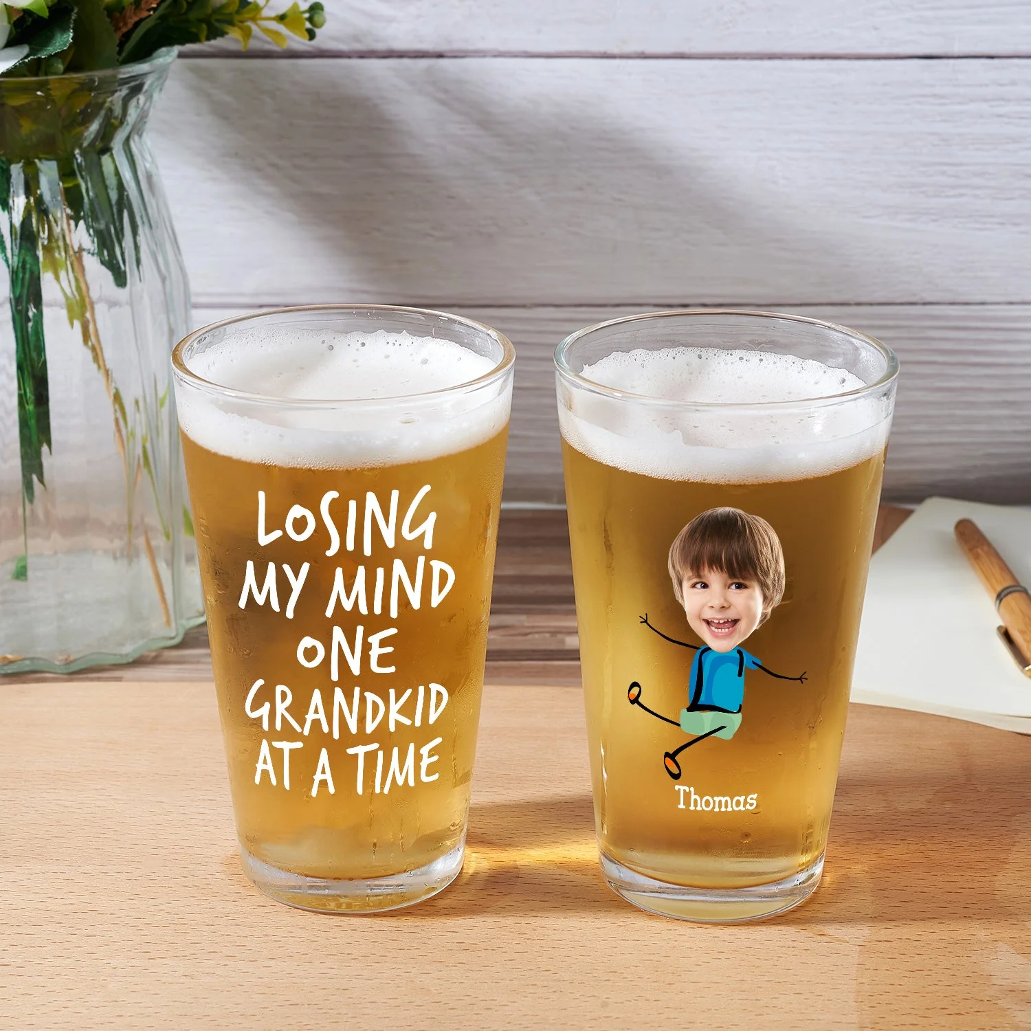 Custom Photo Losing My Mind One Kid At A Time - Personalized Beer Glass - Image 3