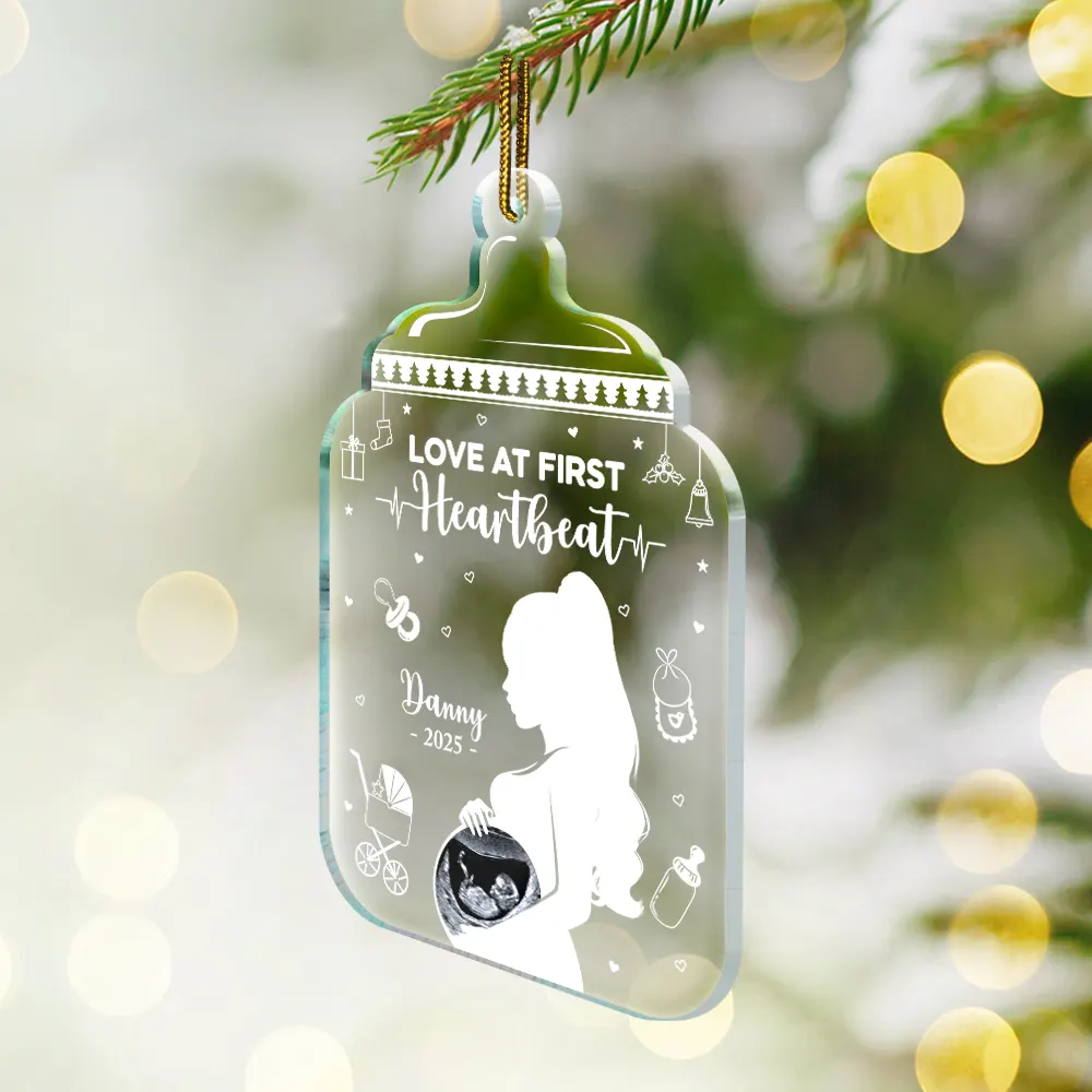 Custom Photo Love At First Sight - Personalized Custom Shaped Acrylic Ornament - Image 2