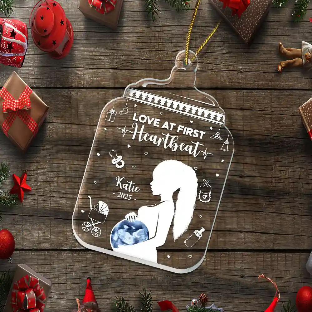 Custom Photo Love At First Sight - Personalized Custom Shaped Acrylic Ornament - Image 5