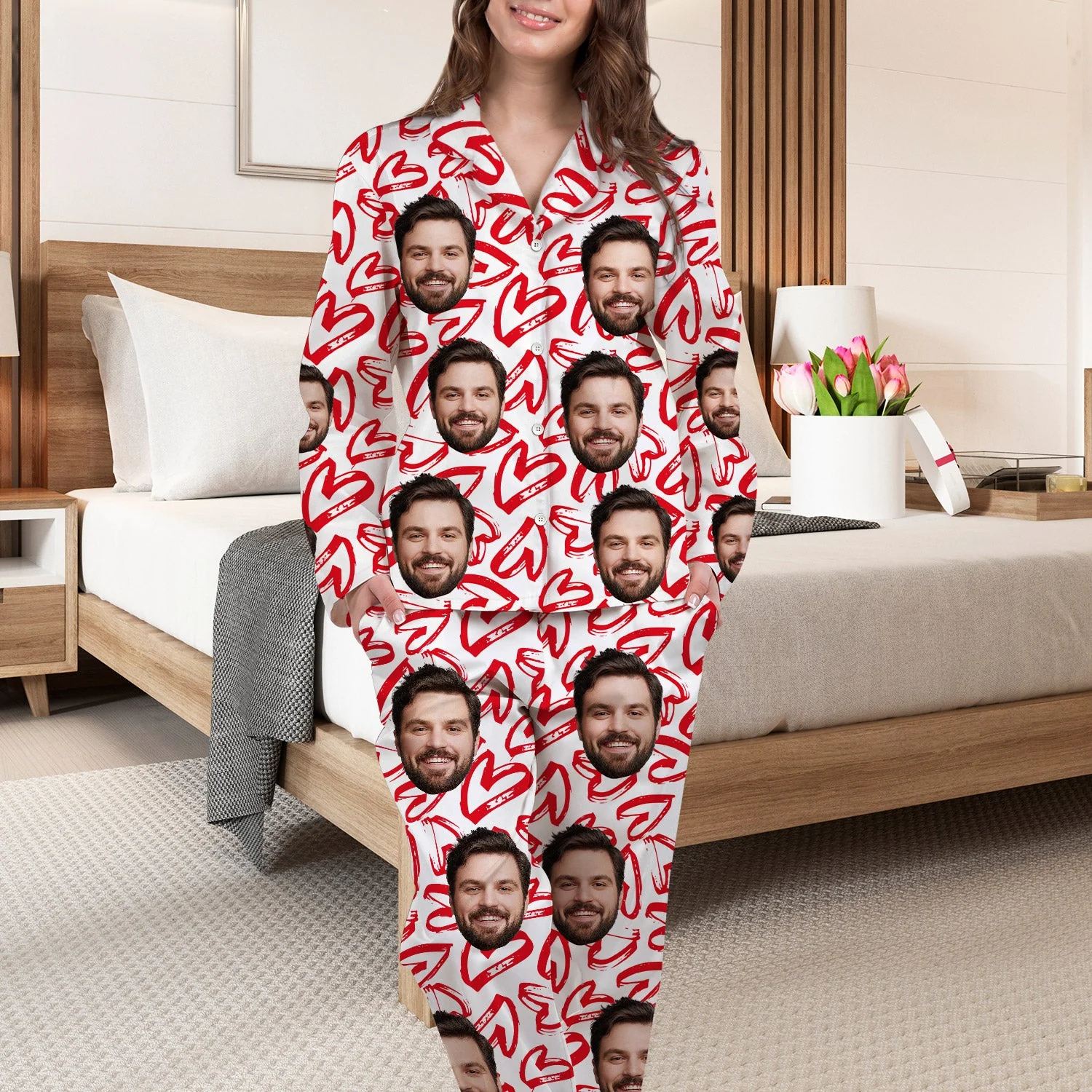 Custom Photo Love - Birthday, Anniversary Gift For Spouse, Husband, Wife, Couple - Personalized Long Pajamas Set - Image 4