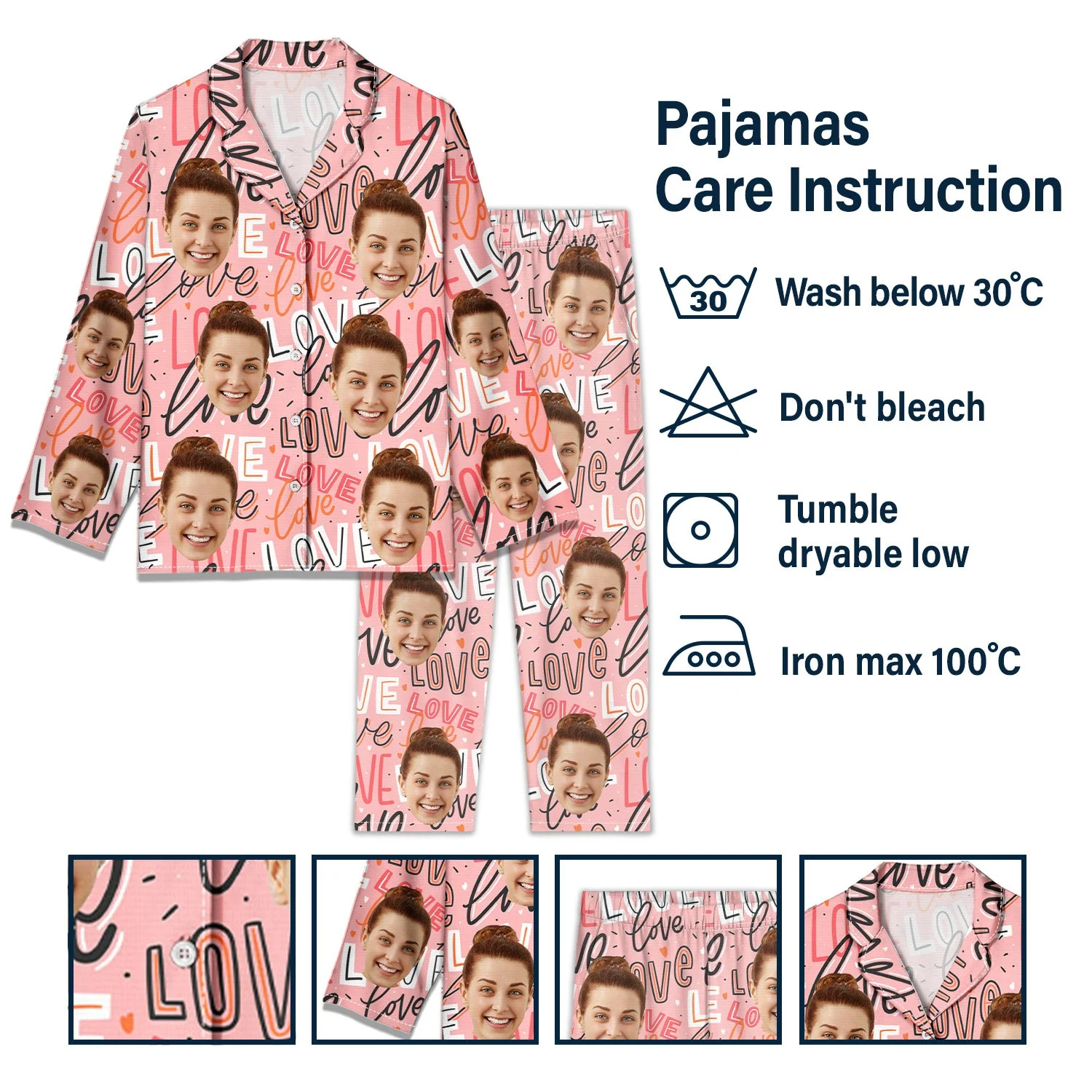 Custom Photo Love - Birthday, Anniversary Gift For Spouse, Husband, Wife, Couple - Personalized Long Pajamas Set - Image 7