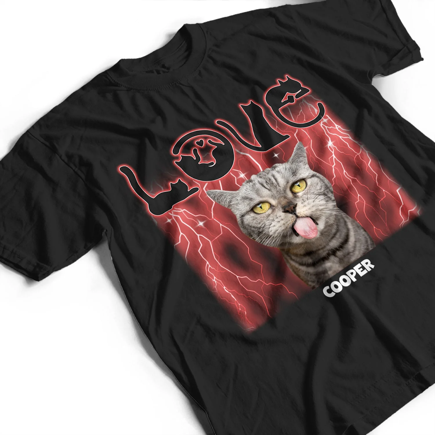 Custom Photo Love Cats - Gift For Cat Lovers, Cat Mom, Cat Dad - Personalized T Shirt - Image 4
