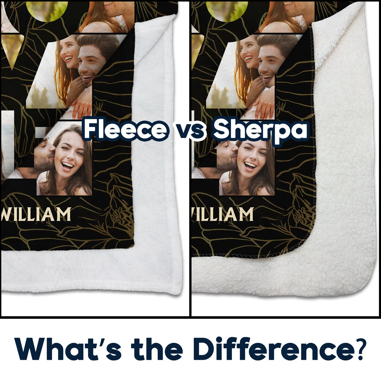 Custom Photo Love Couple - Gift For Couples - Personalized Fleece Blanket, Sherpa Blanket - Image 4