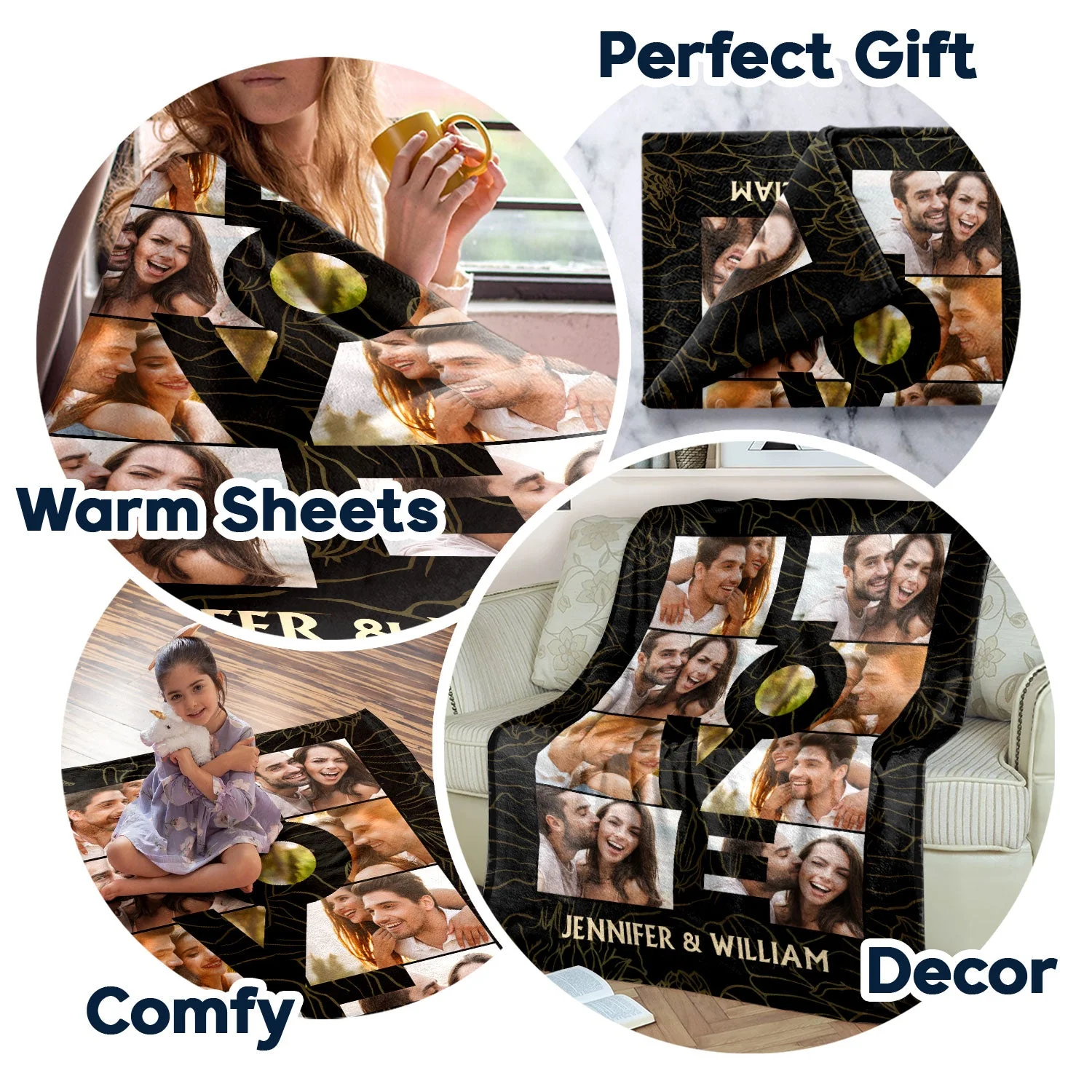 Custom Photo Love Couple - Gift For Couples - Personalized Fleece Blanket, Sherpa Blanket - Image 7