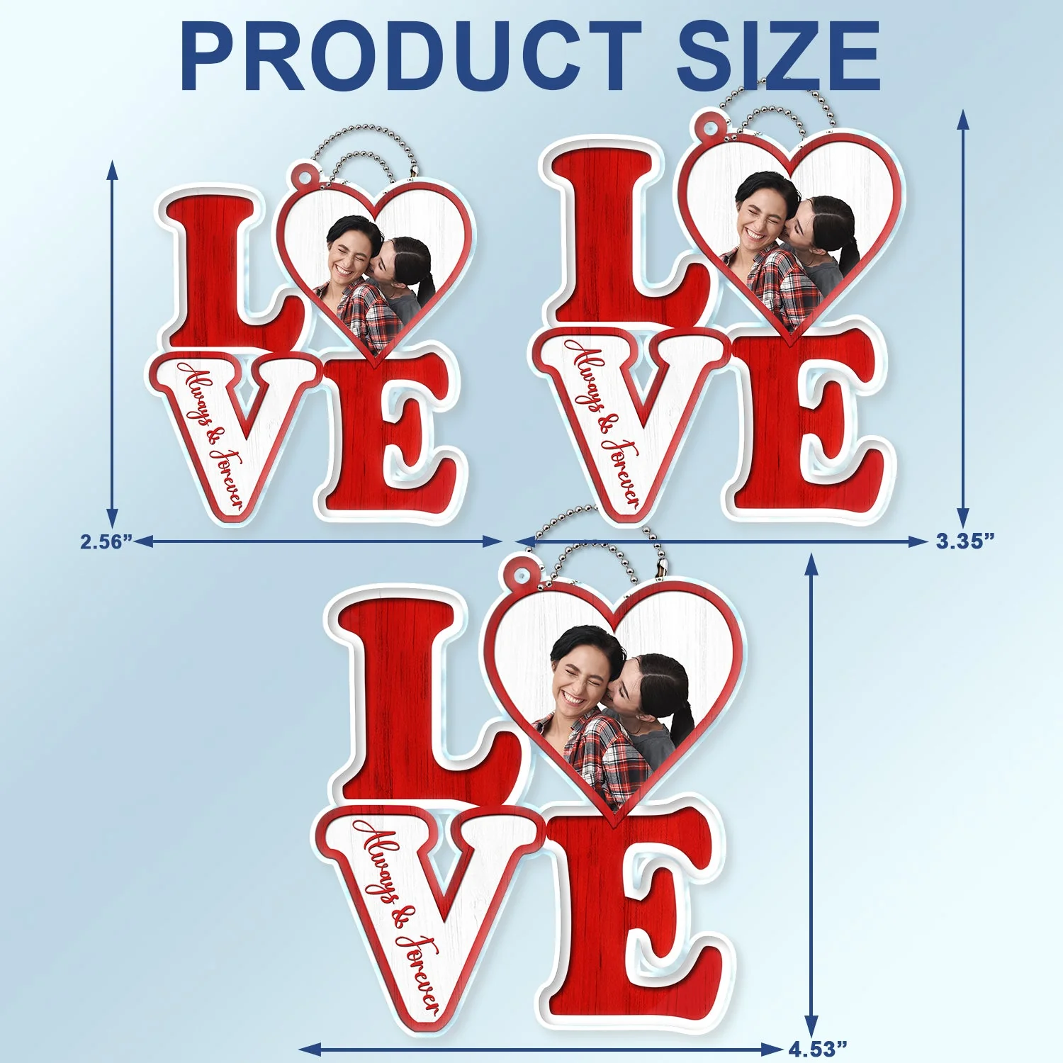 Custom Photo Love Forever - Birthday, Anniversary Gift For Spouse, Lover, Husband, Wife, Boyfriend, Girlfriend, Couple - Personalized Acrylic Car Hanger - Image 5