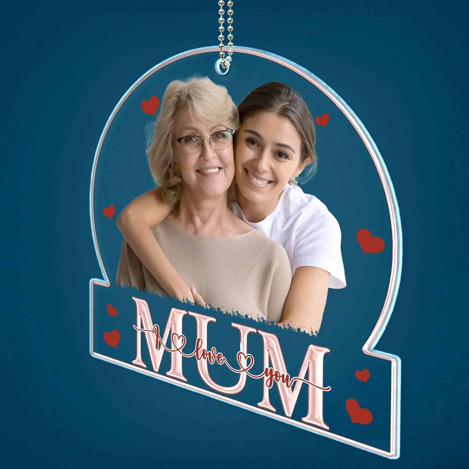 Custom Photo Love Mom Nana - Loving Gift For Mother, Grandma, Grandmother - Personalized Acrylic Car Hanger - Image 2