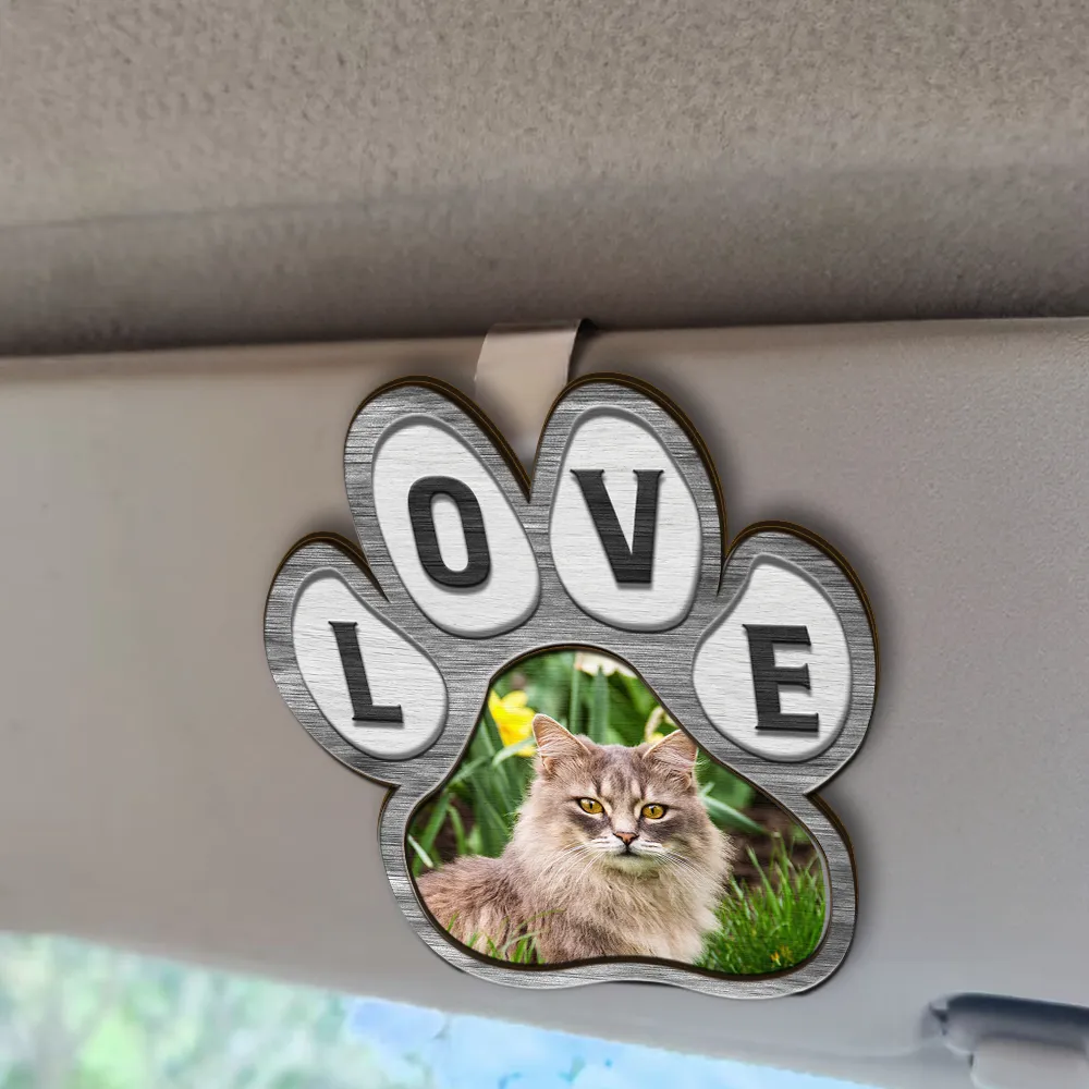 Custom Photo Love Pet Paw - Personalized Custom Shaped Car Visor Clip - Image 2