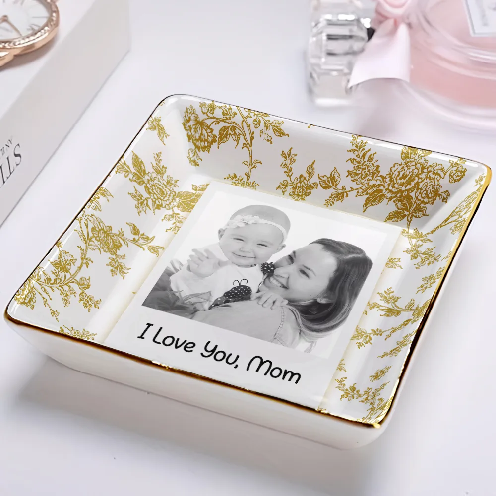 Custom Photo Love You Mom Nana Polaroid - Personalized Ring Dish - Image 2