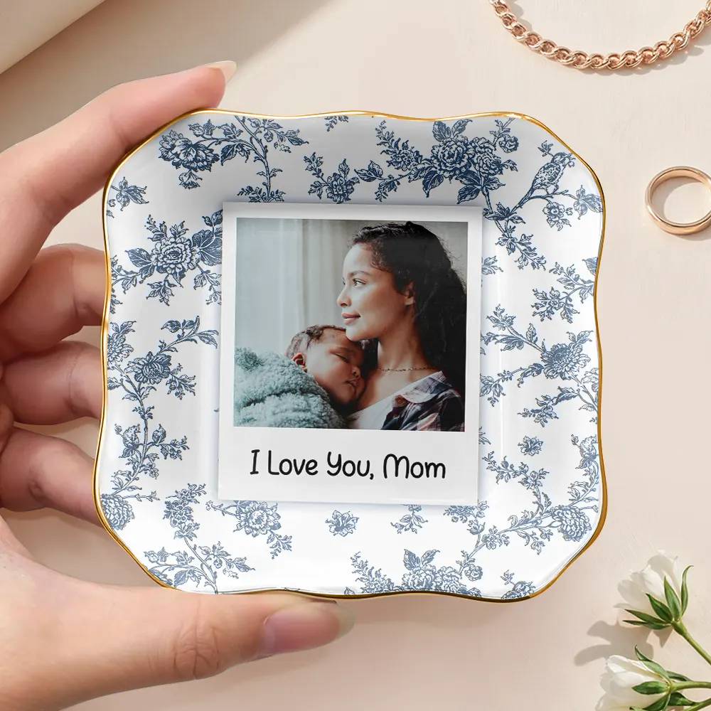 Custom Photo Love You Mom Nana Polaroid - Personalized Ring Dish - Image 3