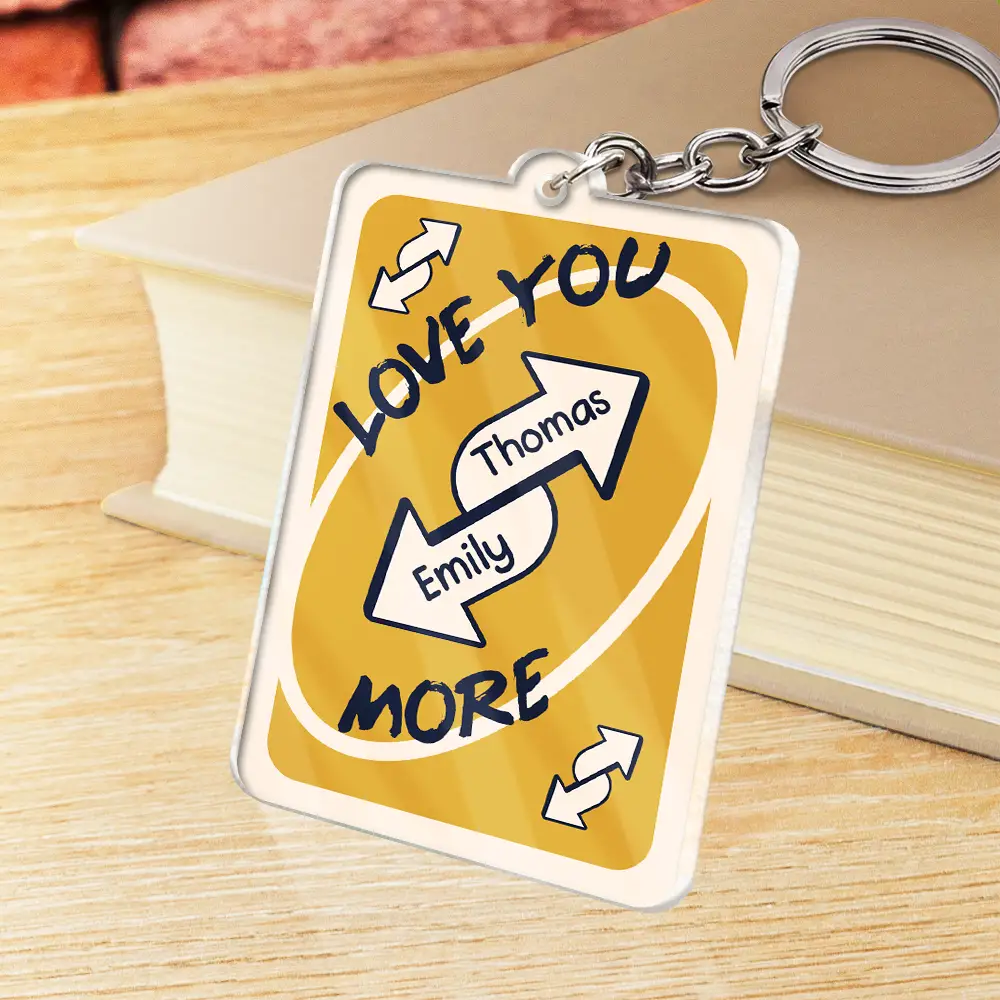 Custom Photo Love You More Reverse Card - Personalized Acrylic Keychain - Image 2