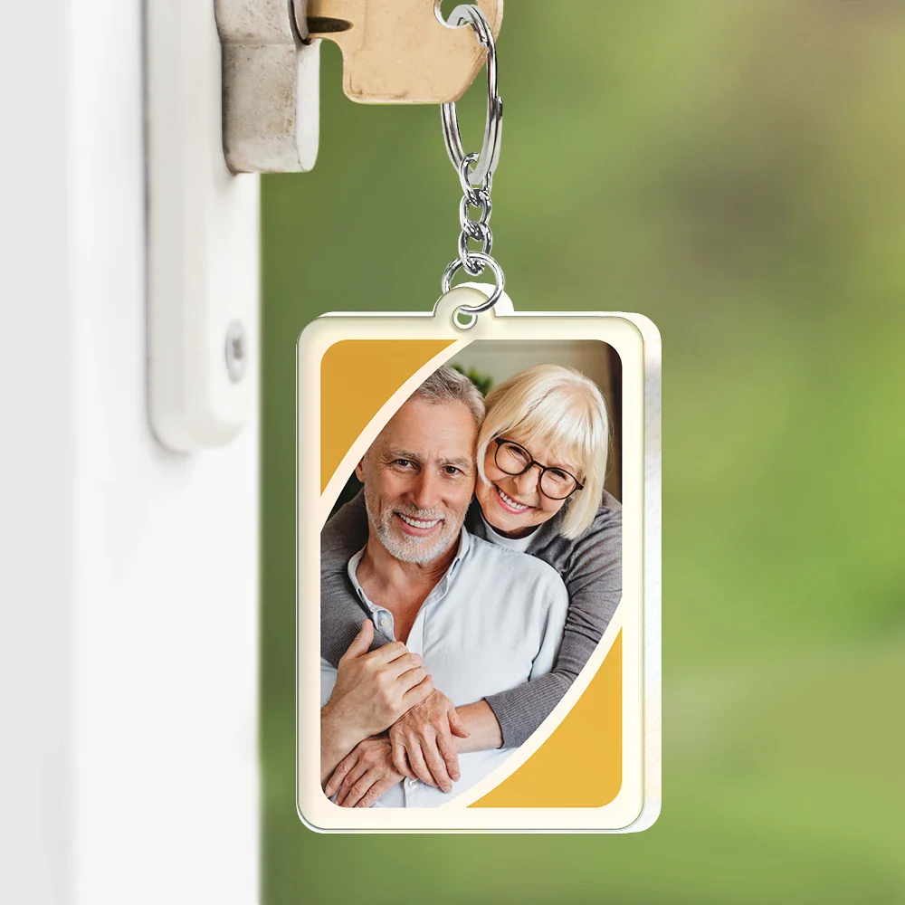 Custom Photo Love You More Reverse Card - Personalized Acrylic Keychain - Image 3