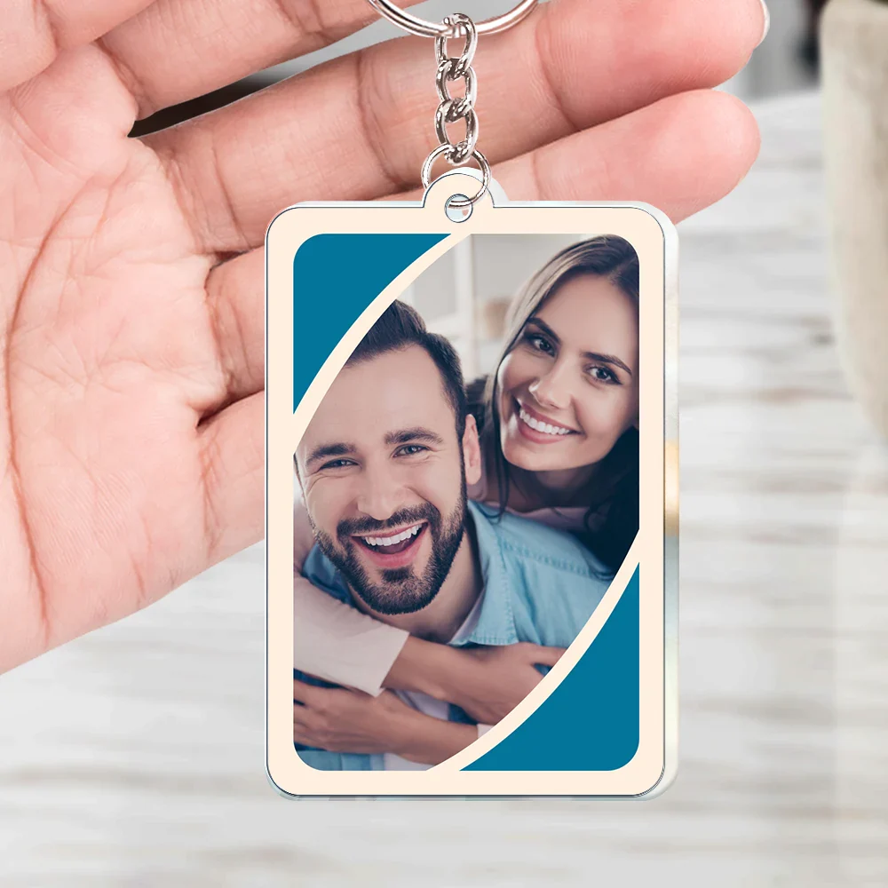 Custom Photo Love You More Reverse Card - Personalized Acrylic Keychain - Image 4