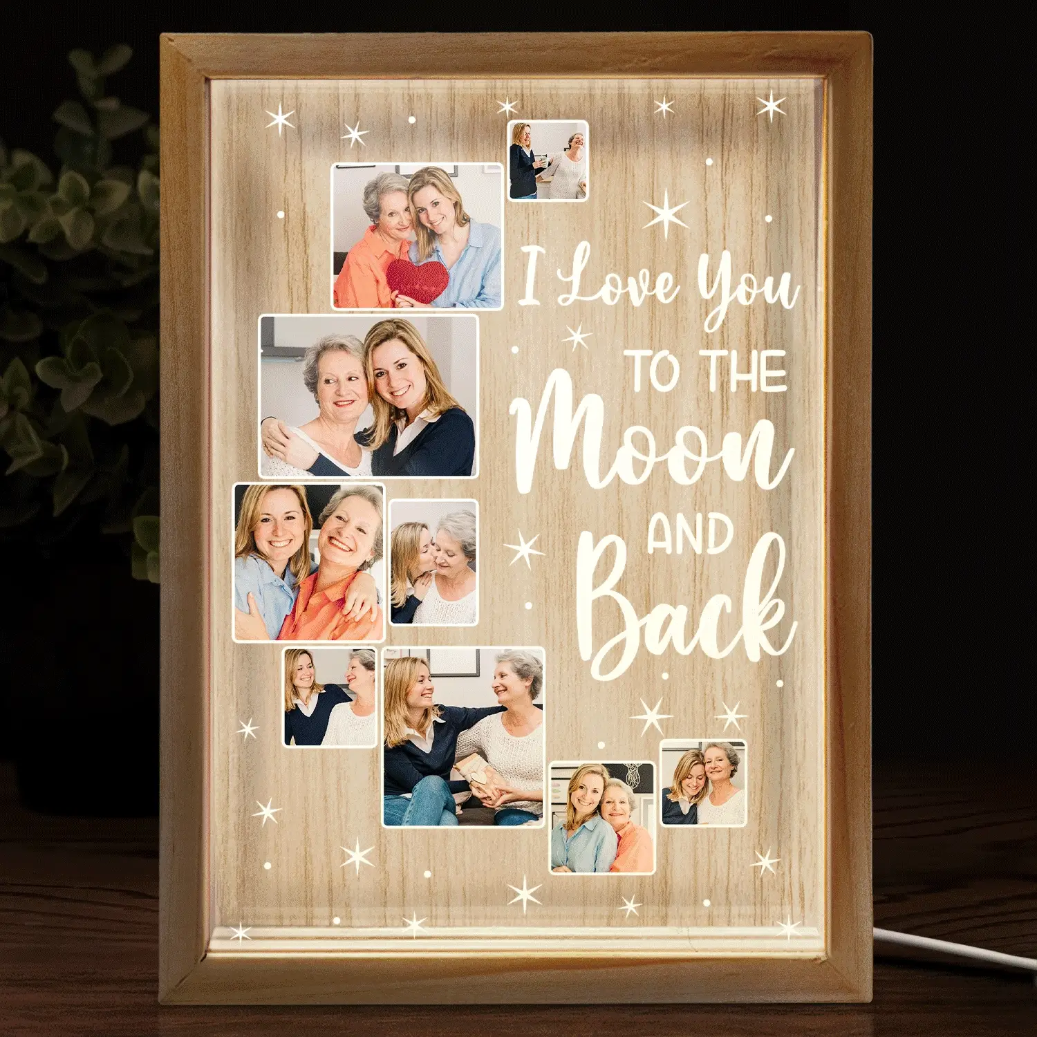 Custom Photo Love You To The Moon And Back - Birthday, Loving Gift For Mom, Dad, Grandma, Family - Personalized Picture Frame Light Box - Image 2