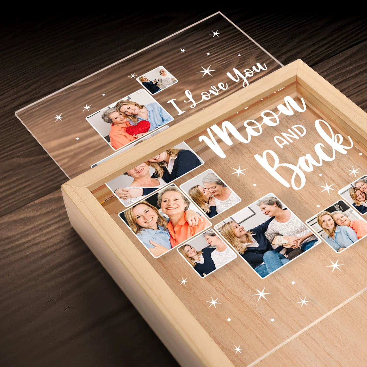 Custom Photo Love You To The Moon And Back - Birthday, Loving Gift For Mom, Dad, Grandma, Family - Personalized Picture Frame Light Box - Image 4