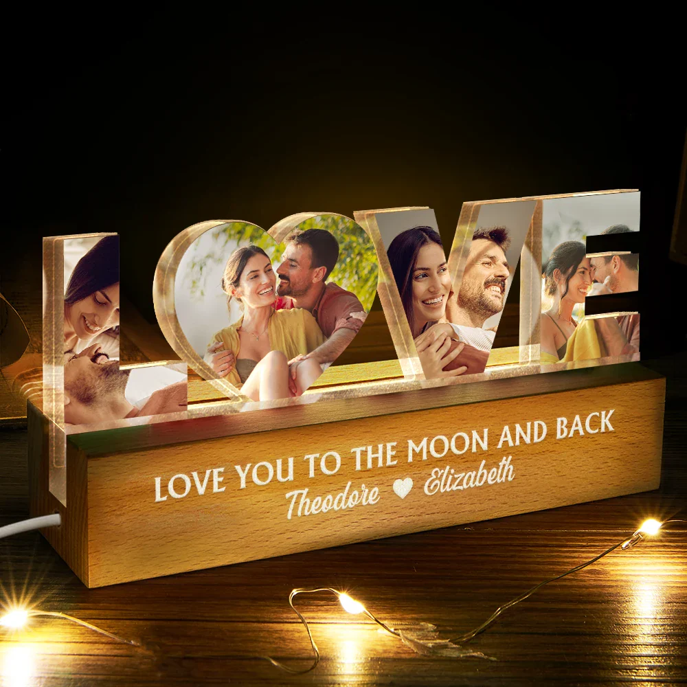 Custom Photo Love You To The Moon And Back - Personalized Custom Shaped LED Light - Image 3