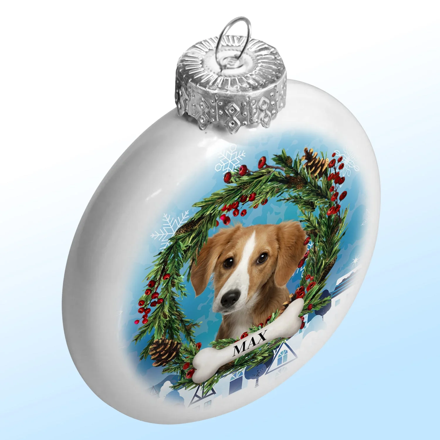 Custom Photo Lovely Dogs Cats - Christmas Memorial Gift For Pet Lovers - Personalized White Flat Ball Ornament - Image 3