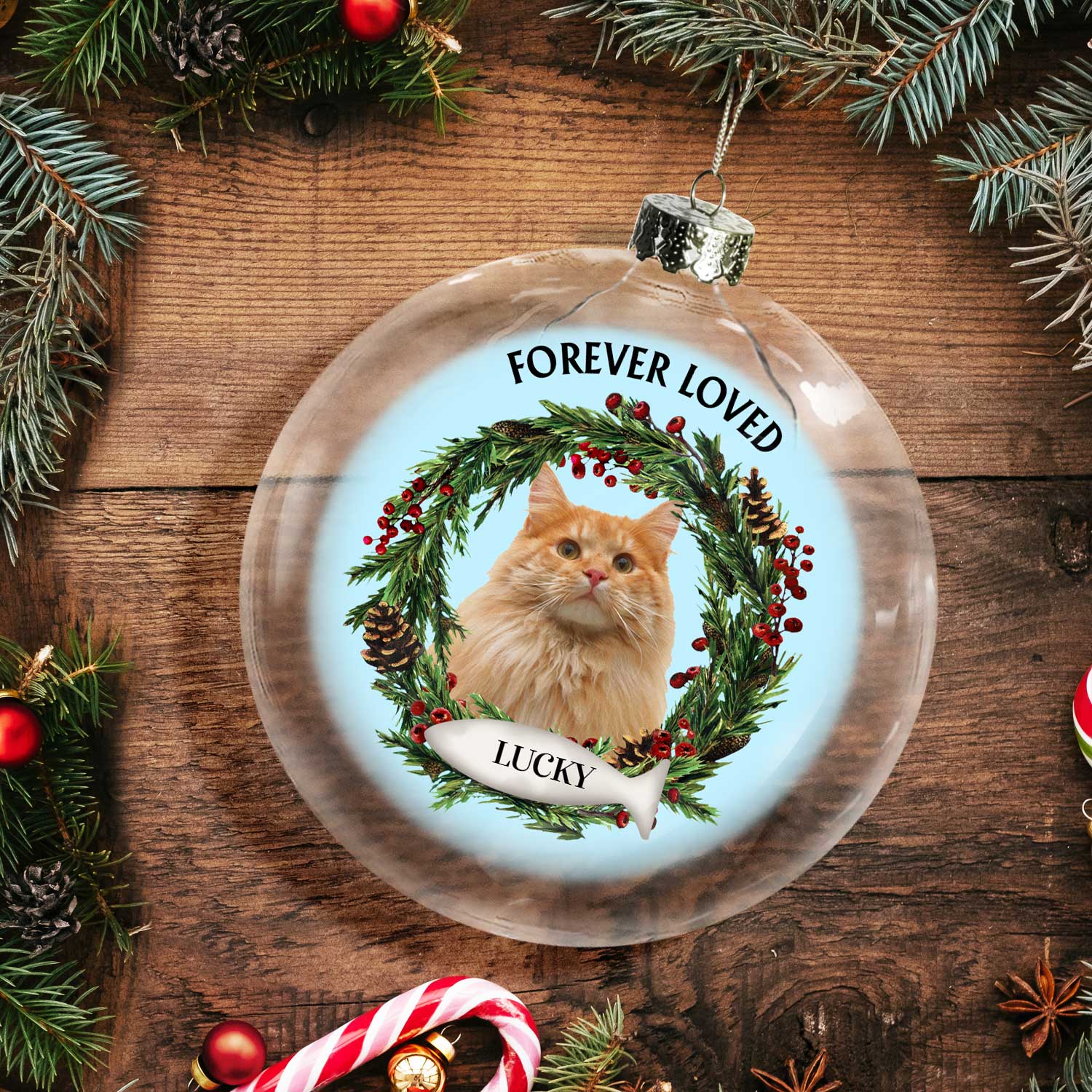 Custom Photo Lovely Dogs Cats Forever In My Heart - Christmas Memorial Gift For Pet Lovers - Personalized Clear Flat Ball Ornament - Image 4