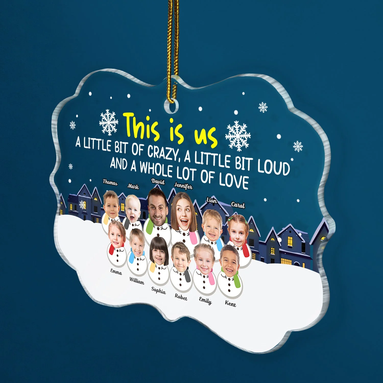Custom Photo Lovely Grandkids Face This Is Us A Little Of Crazy - Christmas Gift For Grandparents, Parents - Personalized Medallion Acrylic Ornament - Image 2
