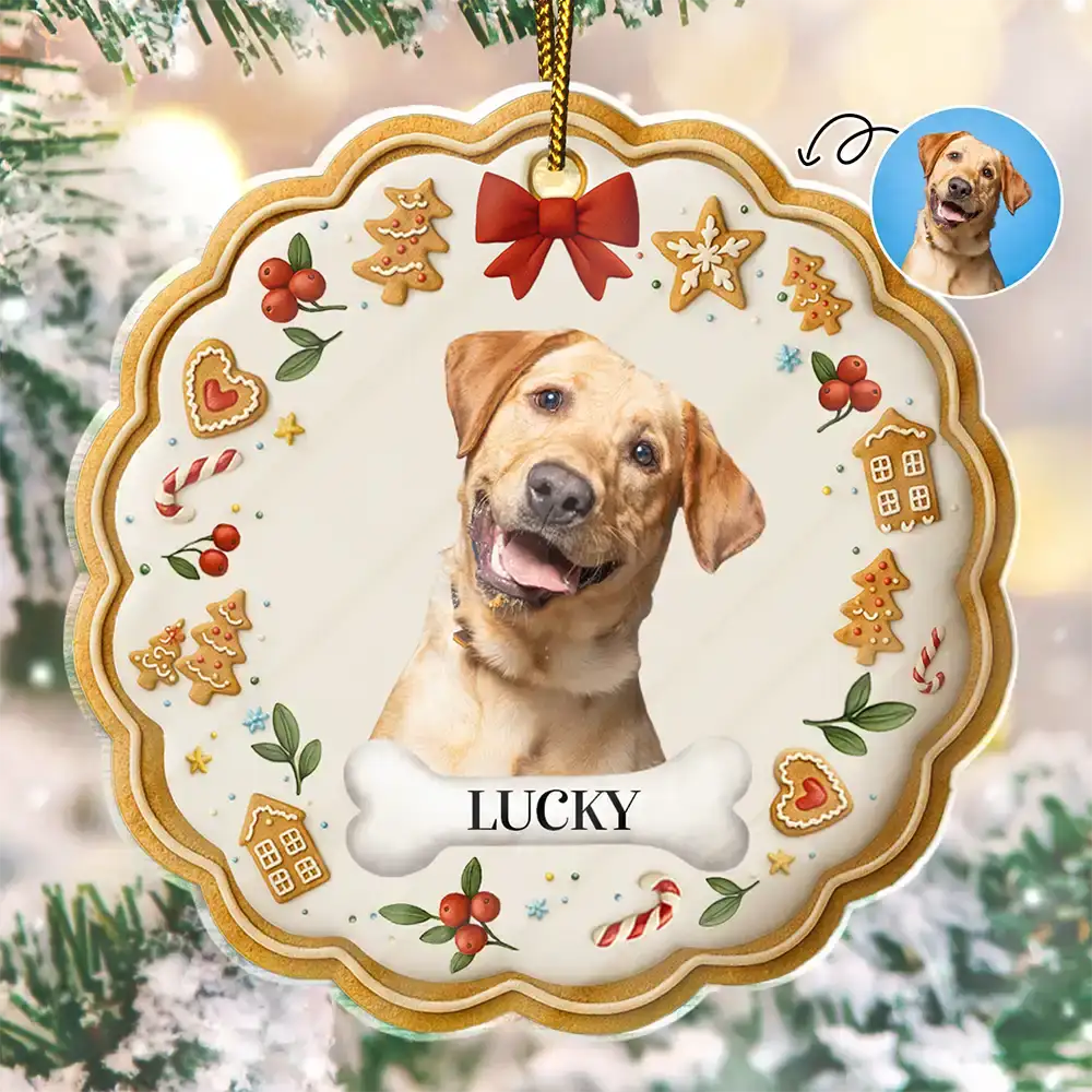 Custom Photo Lovely Pet Face Gingerbread - Personalized Custom Shaped Acrylic Ornament - Image 2