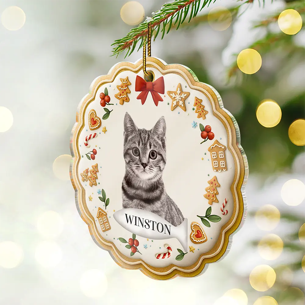 Custom Photo Lovely Pet Face Gingerbread - Personalized Custom Shaped Acrylic Ornament - Image 4