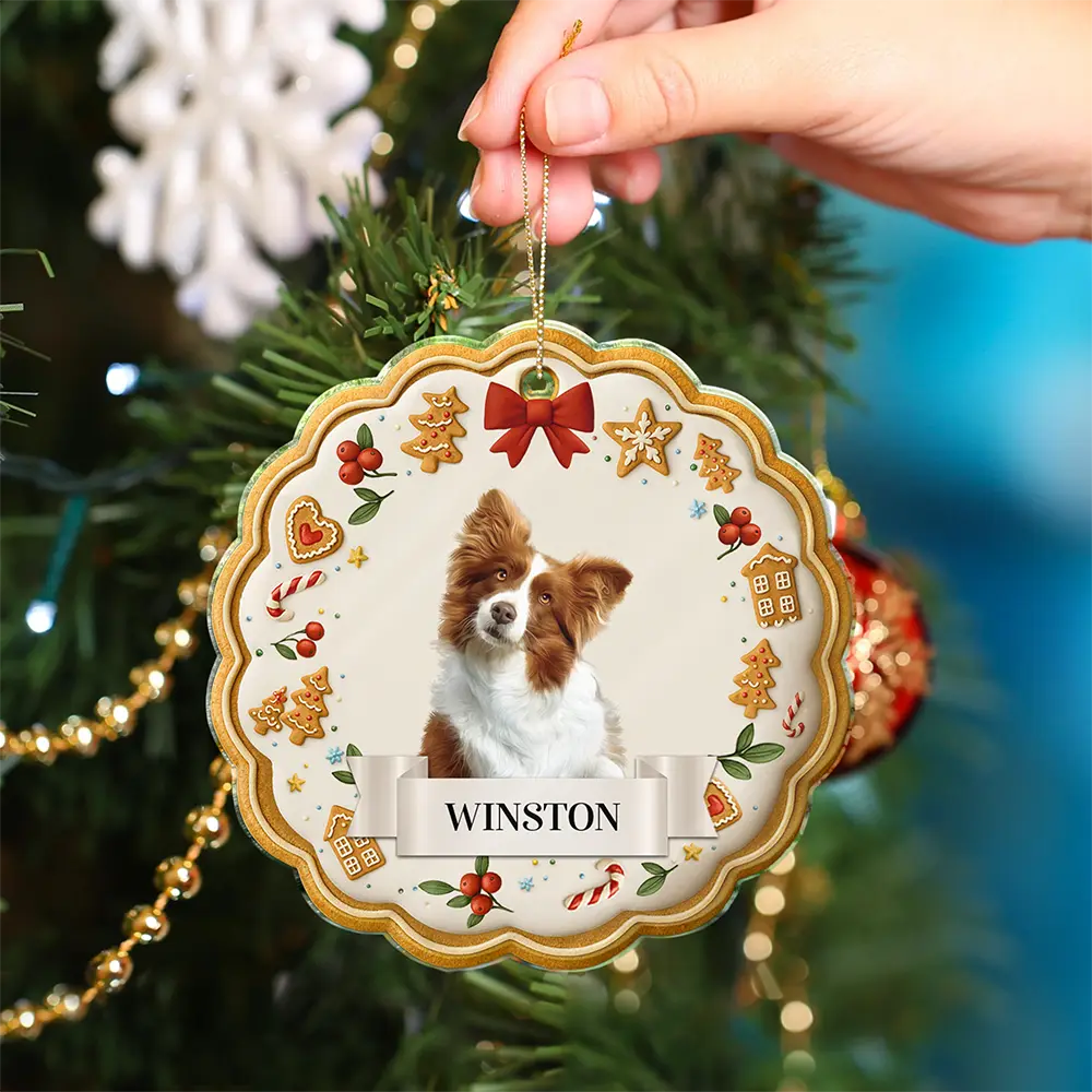 Custom Photo Lovely Pet Face Gingerbread - Personalized Custom Shaped Acrylic Ornament - Image 6