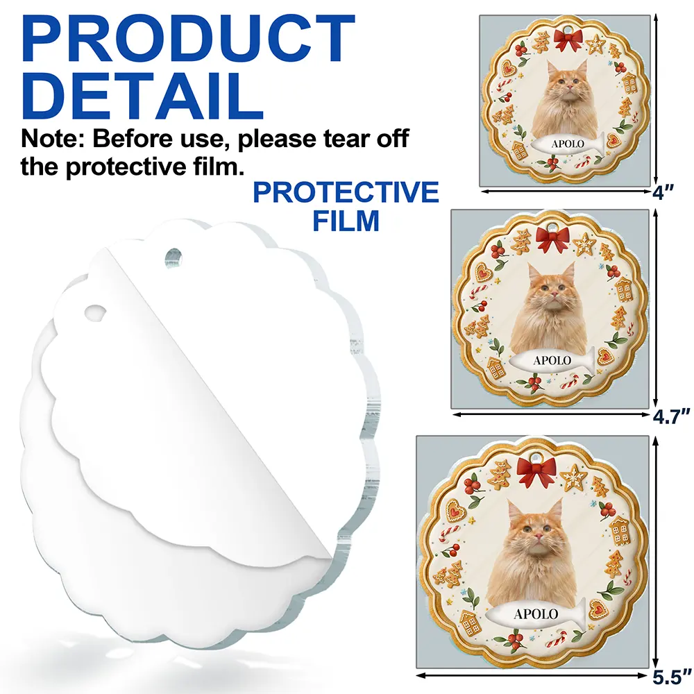 Custom Photo Lovely Pet Face Gingerbread - Personalized Custom Shaped Acrylic Ornament - Image 8