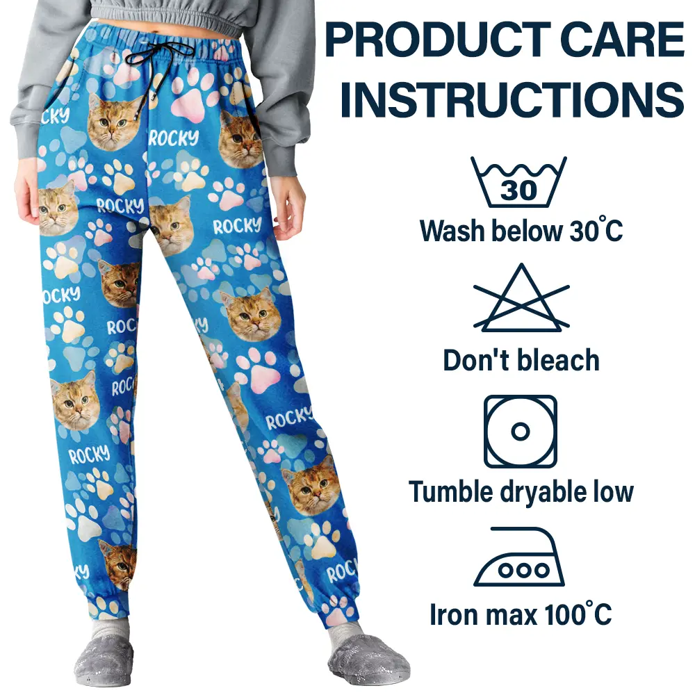 Custom Photo Lovely Pet Face Pattern Dog Cat Family - Personalized Pajama Pants - Image 6