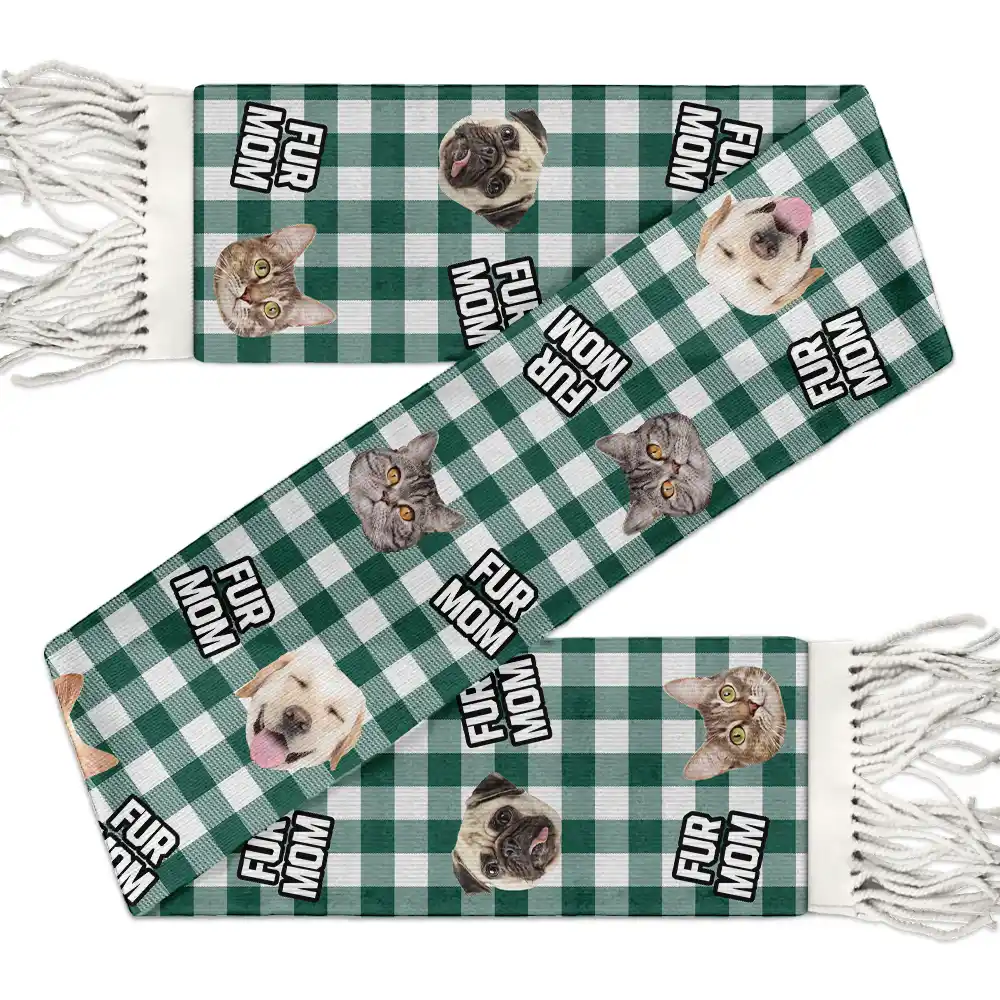 Custom Photo Lovely Pet Face - Personalized Wool Scarf With Tassel - Image 4
