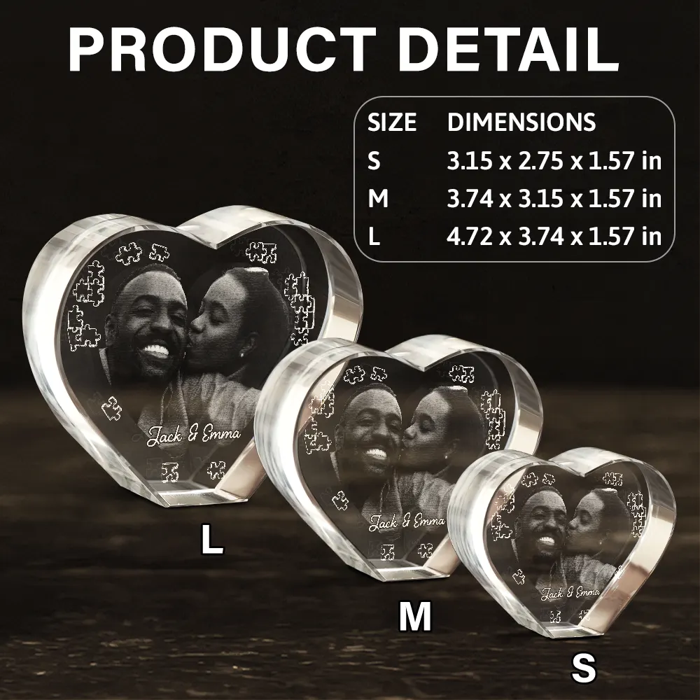Custom Photo Loving Couple Family - Personalized Crystal Heart - Image 6