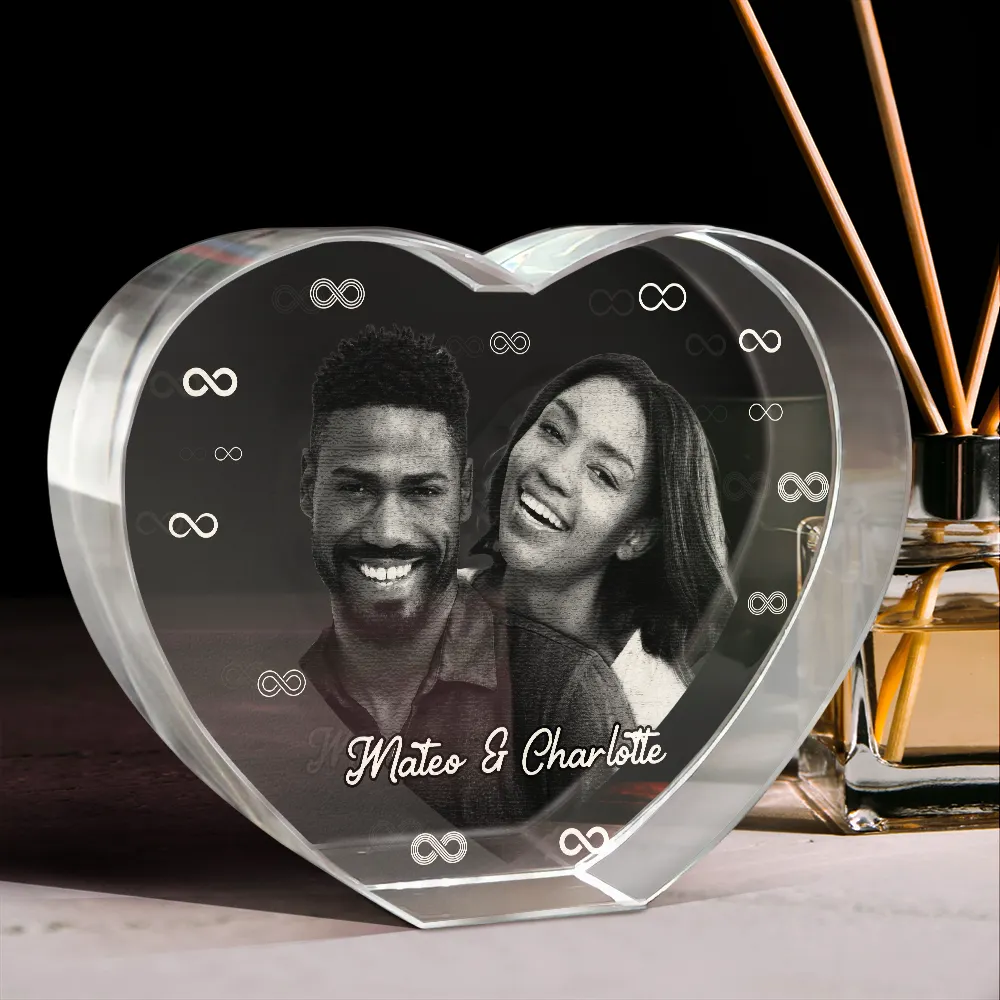 Custom Photo Loving Couple Family - Personalized Crystal Heart - Image 3