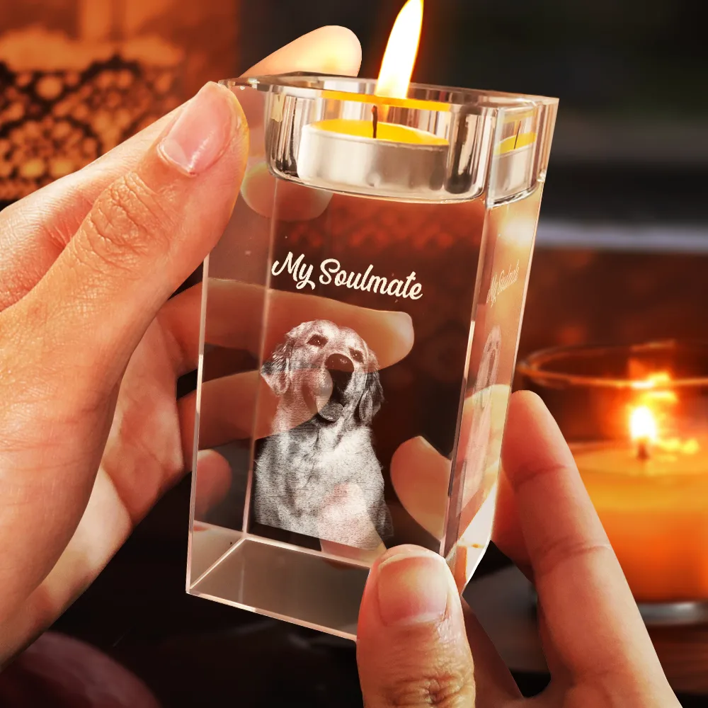 Custom Photo Loving Family Siblings Besties - Personalized Crystal Candle Holder - Image 5