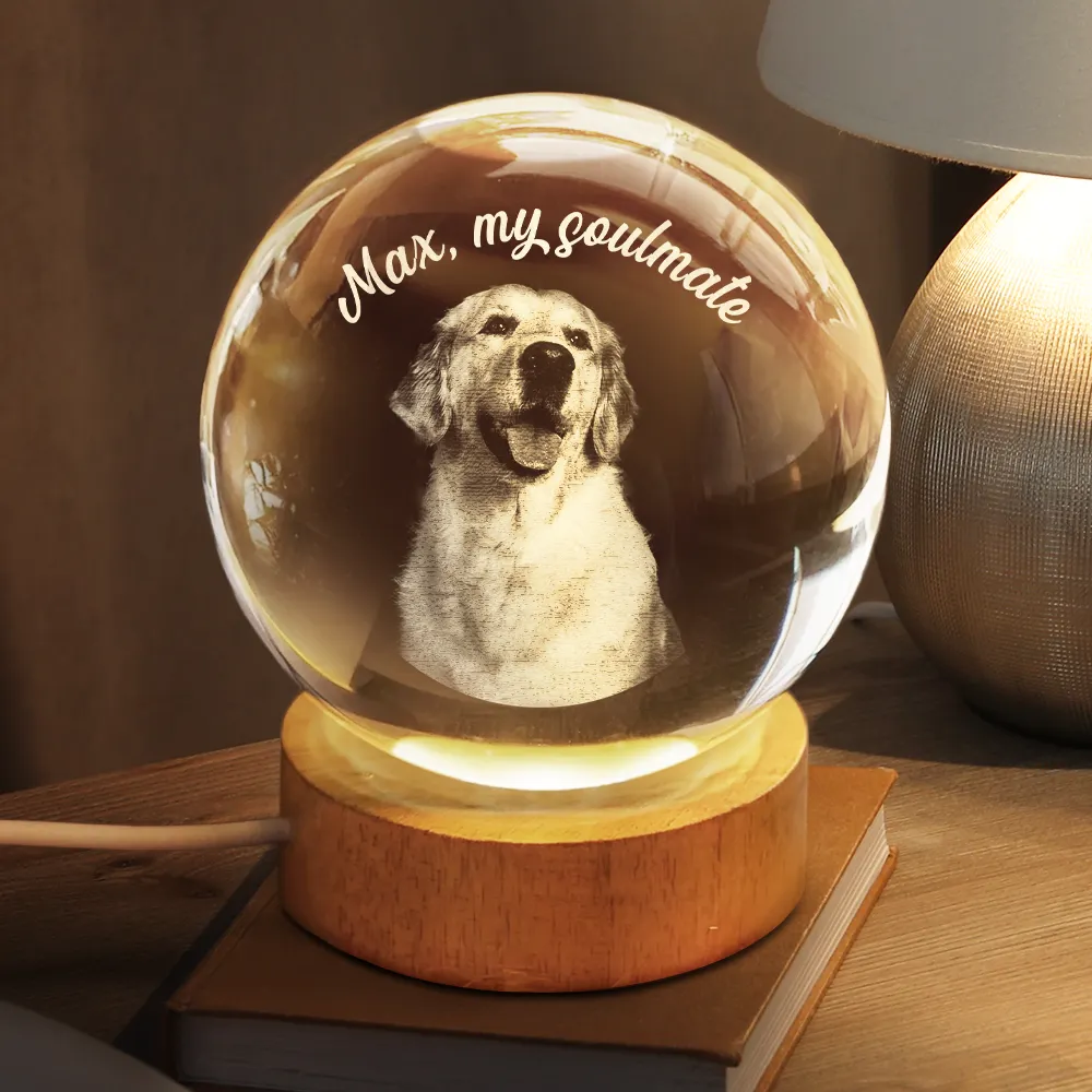 Custom Photo Loving Family Siblings Besties - Personalized Crystal Globe Lamp - Image 3