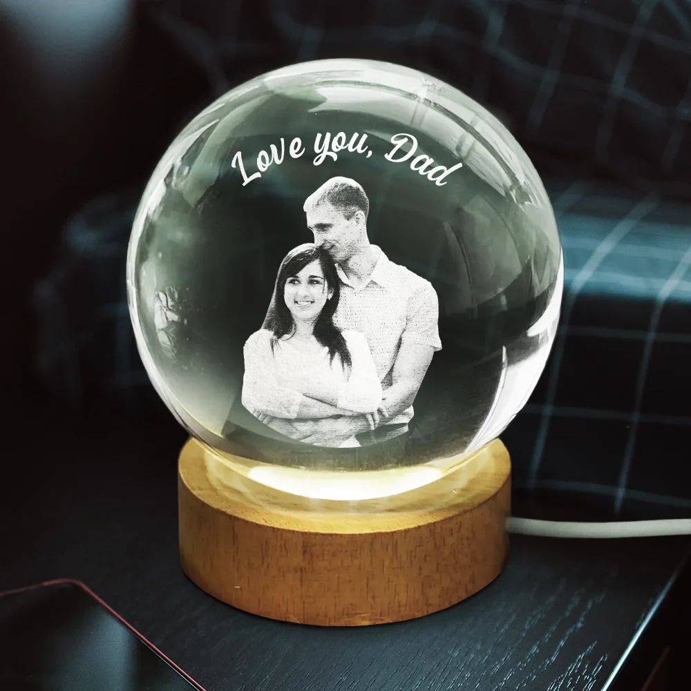 Custom Photo Loving Family Siblings Besties - Personalized Crystal Globe Lamp - Image 4
