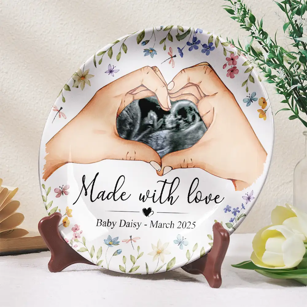 Custom Photo Made With Love - Personalized Ceramic Plate - Image 2