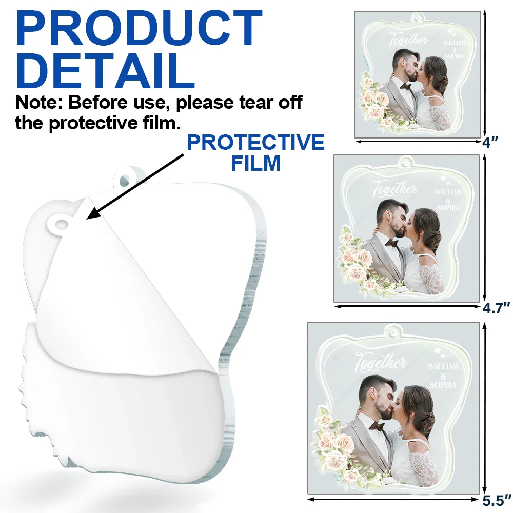 Custom Photo Married Engaged Couple - Personalized Custom Shaped Acrylic Ornament - Image 7