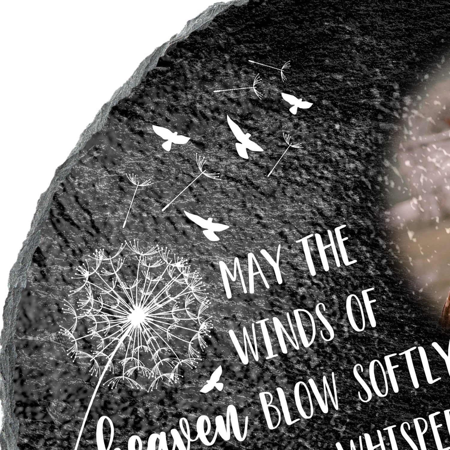 Custom Photo May The Winds Of Heaven Blow Softly - Memorial Gift - Personalized Circle Memorial Garden Stone - Image 2