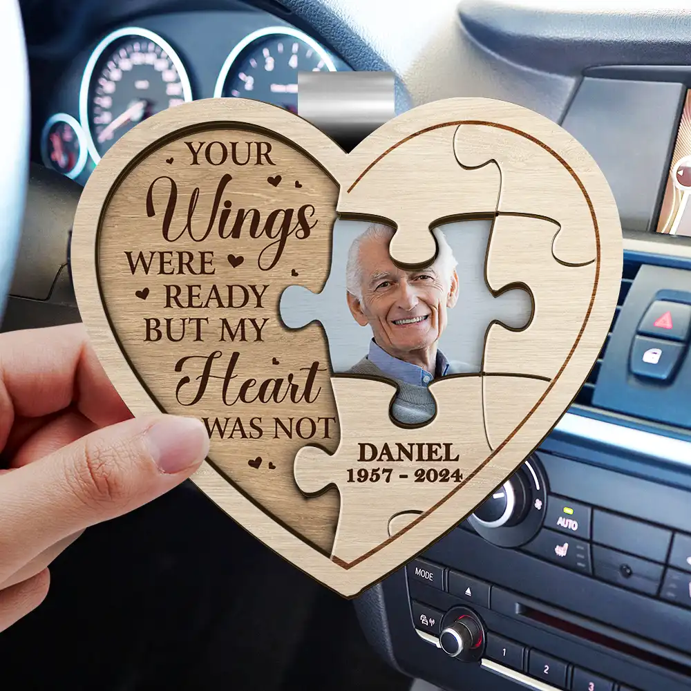 Custom Photo Memorial A Big Piece Of My Heart Lives In Heaven - Personalized Custom Shaped Car Visor Clip - Image 3