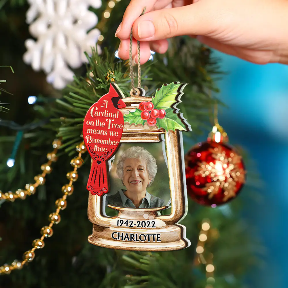 Custom Photo Memorial A Cardinal On The Tree - Personalized 2-Layered Mix Ornament - Image 5