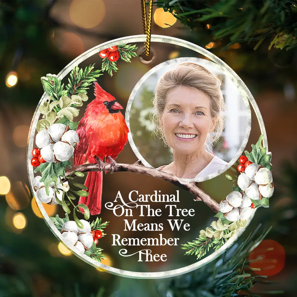 Custom Photo Memorial A Cardinal On The Tree - Personalized Custom Shaped Acrylic Ornament - Image 3