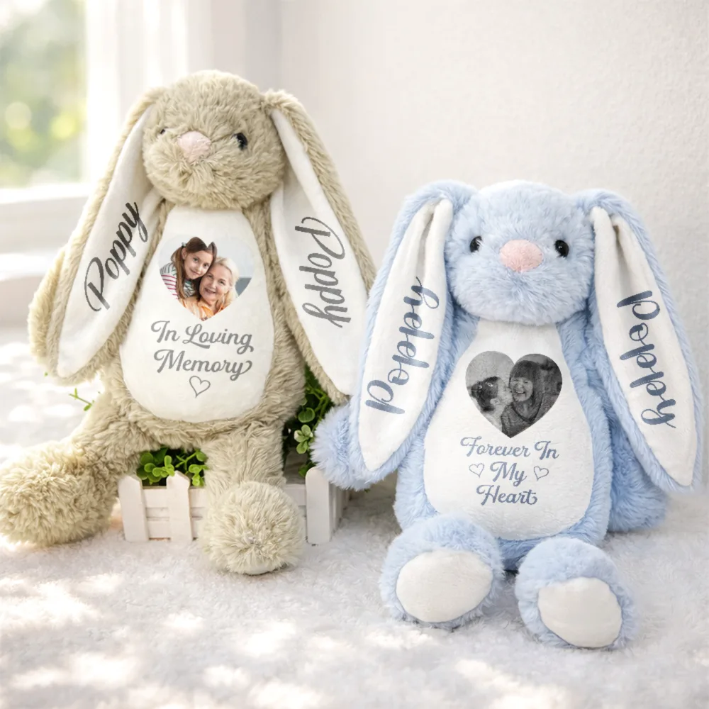 Custom Photo Memorial A Cuddle From Heaven - Personalized Soft Toy Bunny - Image 3