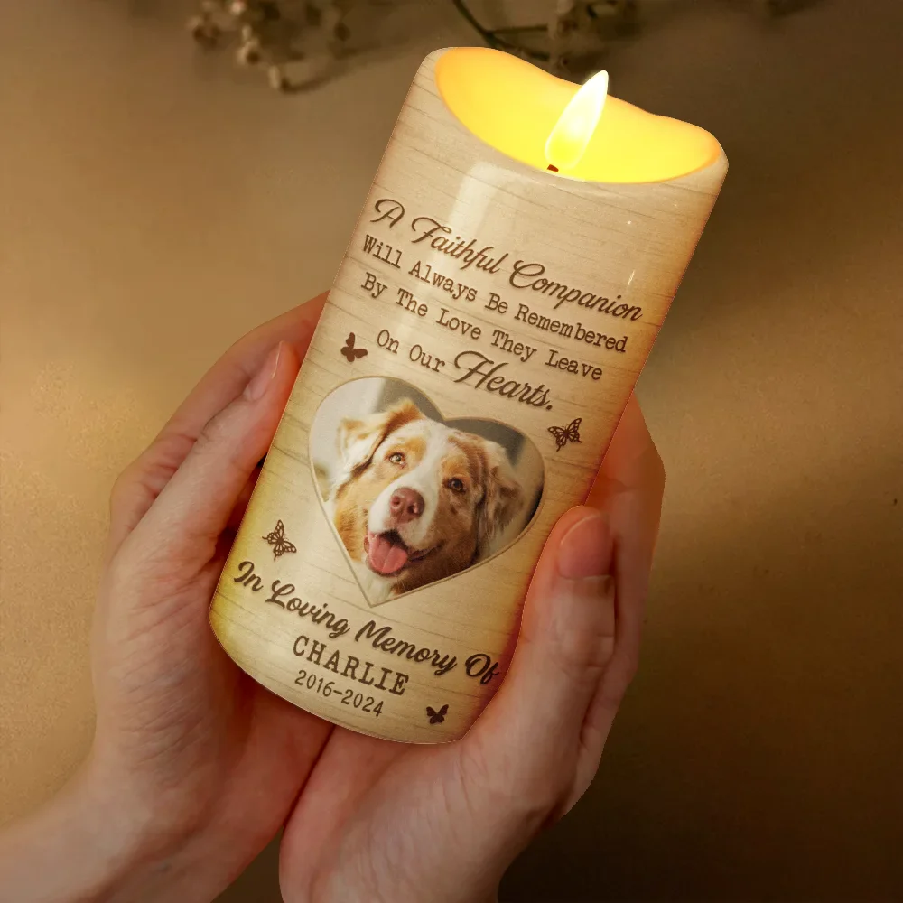 Custom Photo Memorial A Faithful Companion Dog Cat - Personalized Flameless LED Candle - Image 3