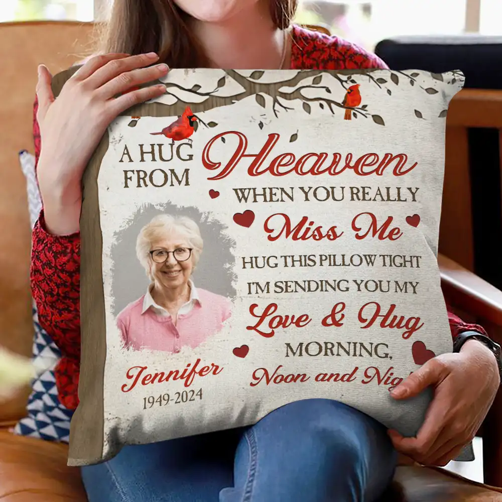 Custom Photo Memorial A Hug From Heaven - Personalized Pillow - Image 2