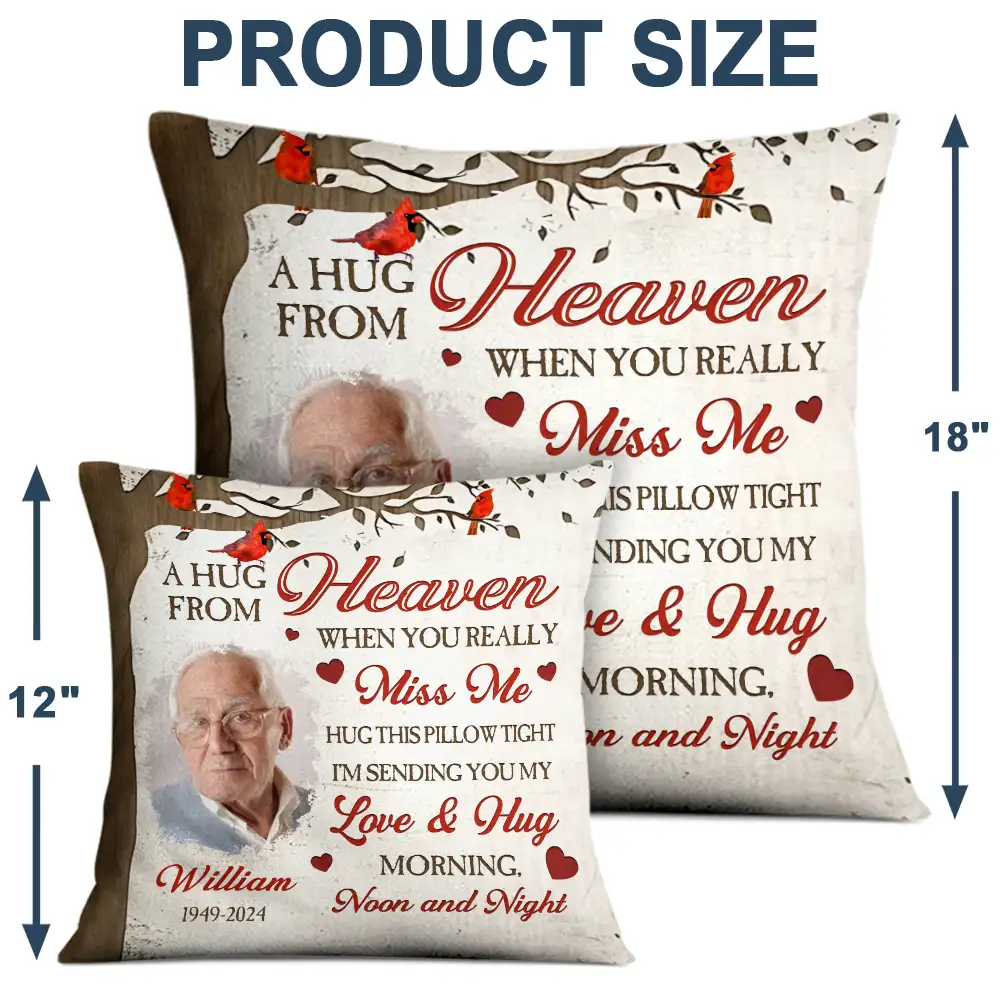 Custom Photo Memorial A Hug From Heaven - Personalized Pillow - Image 4