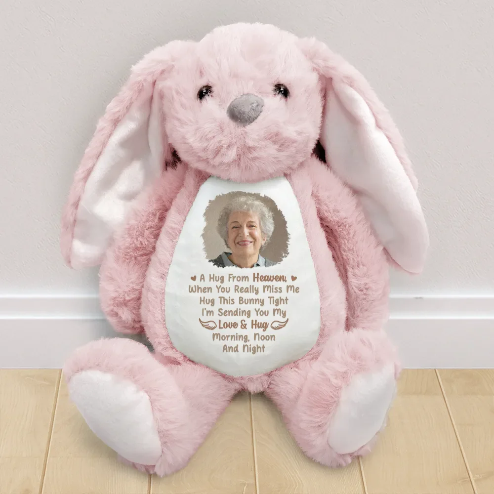 Custom Photo Memorial A Hug From Heaven - Personalized Soft Toy Bunny - Image 2