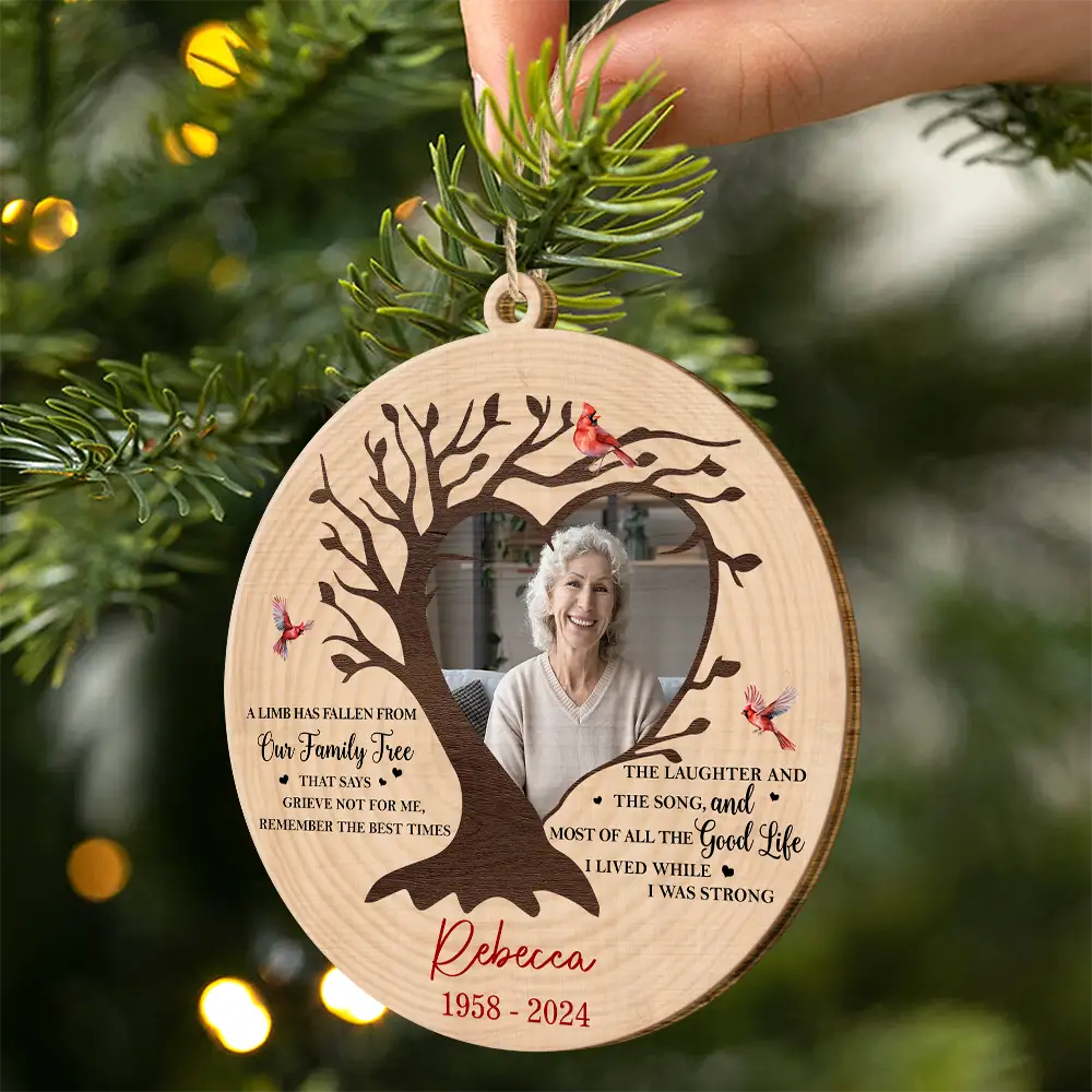 Custom Photo Memorial A Limb Has Fallen From Our Family Tree - Personalized Custom Shaped Wooden Ornament - Image 2