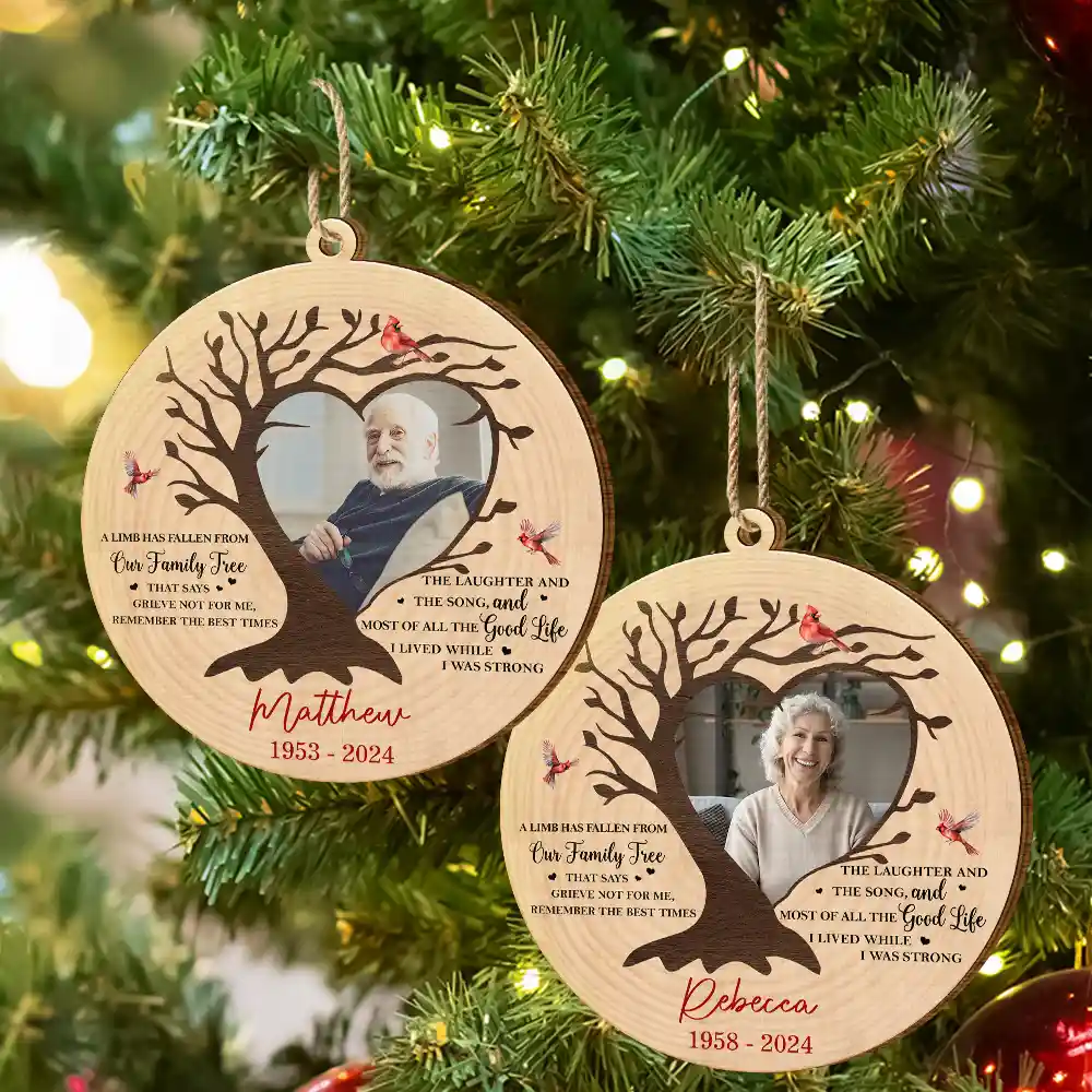 Custom Photo Memorial A Limb Has Fallen From Our Family Tree - Personalized Custom Shaped Wooden Ornament - Image 6