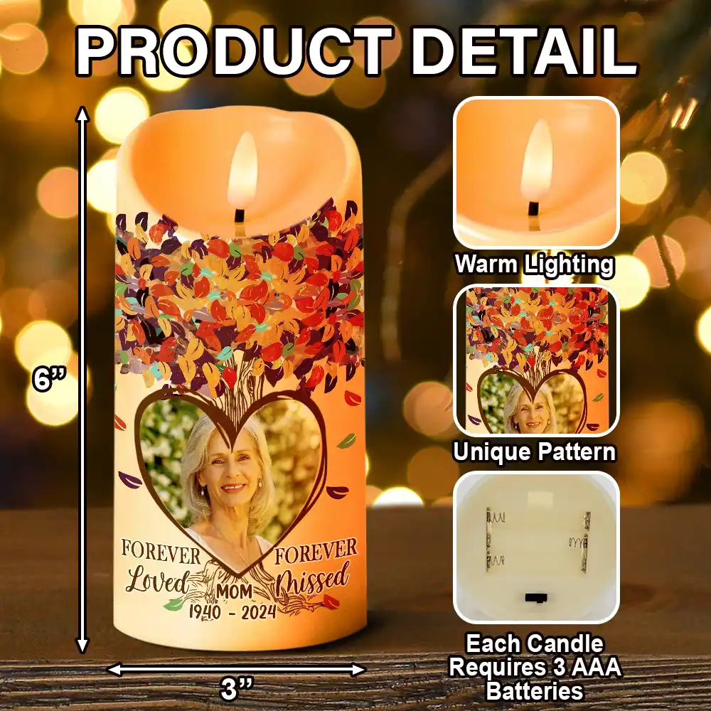 Custom Photo Memorial A Limb Has Fallen From Our Family Tree - Personalized Flameless LED Candle - Image 5