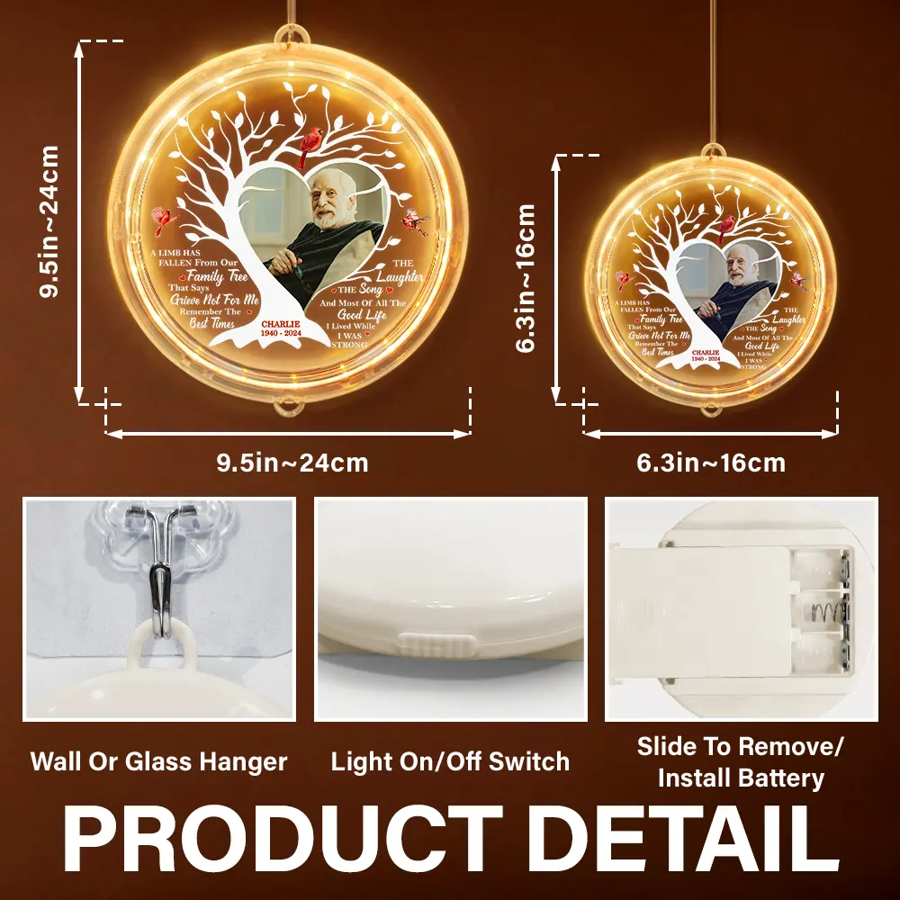 Custom Photo Memorial A Limb Has Fallen From Our Family Tree - Personalized LED Pendant Light - Image 6