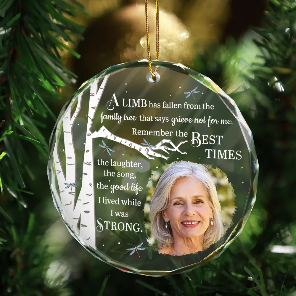 Custom Photo Memorial A Limb Has Fallen - Personalized Circle Glass Ornament - Image 3